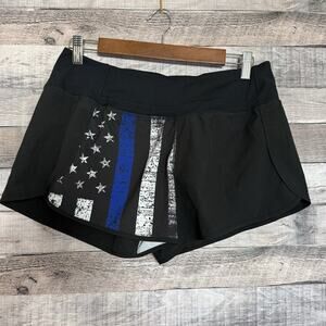 Born Primitive Shorts Womens L Black Flag Free Flow Lined Running Gym Patriotic